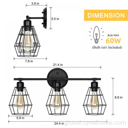 Wall Light Fixture Wall-Mounted Industrial Metal Style Lamp for Bedroom Supplier